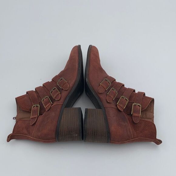 Lucky Brand equestrian style Suede Ankle Boots - Rust colored size 8.5 - Picture 10 of 12